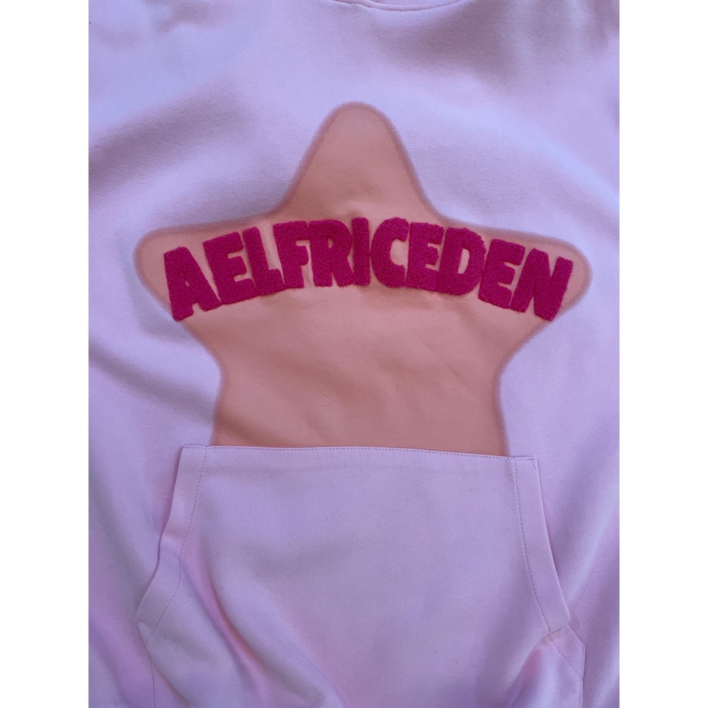 Aelfric Eden Pink Star Hoodie Unisex Medium Pink Chenille Y2K Streetwear Hoody - Picture 10 of 15